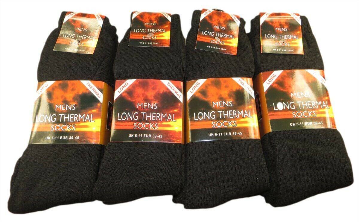 6 Pack Men's Thermal Boot Socks Warm Work Socks Reinforced Heel Toe Support Insulated for Hiking Camping UK 6-11 EUR 39-45 Black Navy Grey by Sock Stack. Buy now for £9.00.