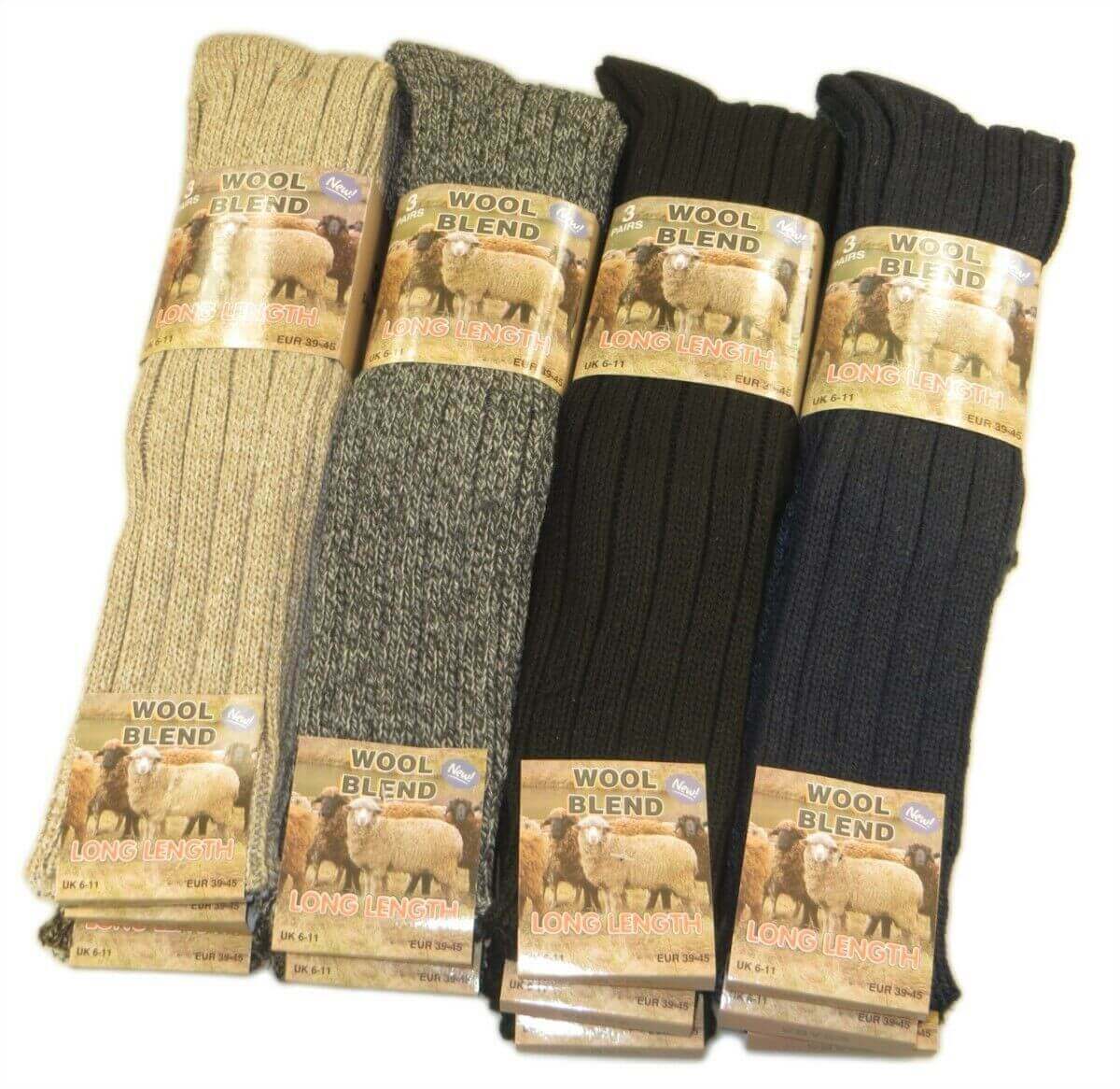6 Pairs Chunky Wool Work Boot Socks for Men Cushioned Reinforced Heel Toe Hiking Construction Cold Weather Warm Durable Size 6-11 Sock Stack. Buy now for £12.00.