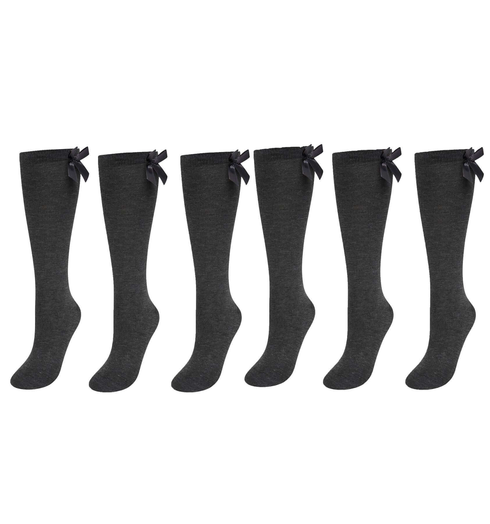 6 Pairs Girls Knee High Socks with Ribbon Bows Cotton Rich Long School Socks Stylish Comfortable Durable for Uniforms Everyday Wear Ages 2-13 by Sock Stack. Buy now for £8.00.