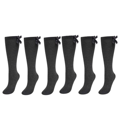 6 Pairs Girls Knee High Socks with Ribbon Bows Cotton Rich Long School Socks Stylish Comfortable Durable for Uniforms Everyday Wear Ages 2-13 by Sock Stack. Buy now for £8.00.