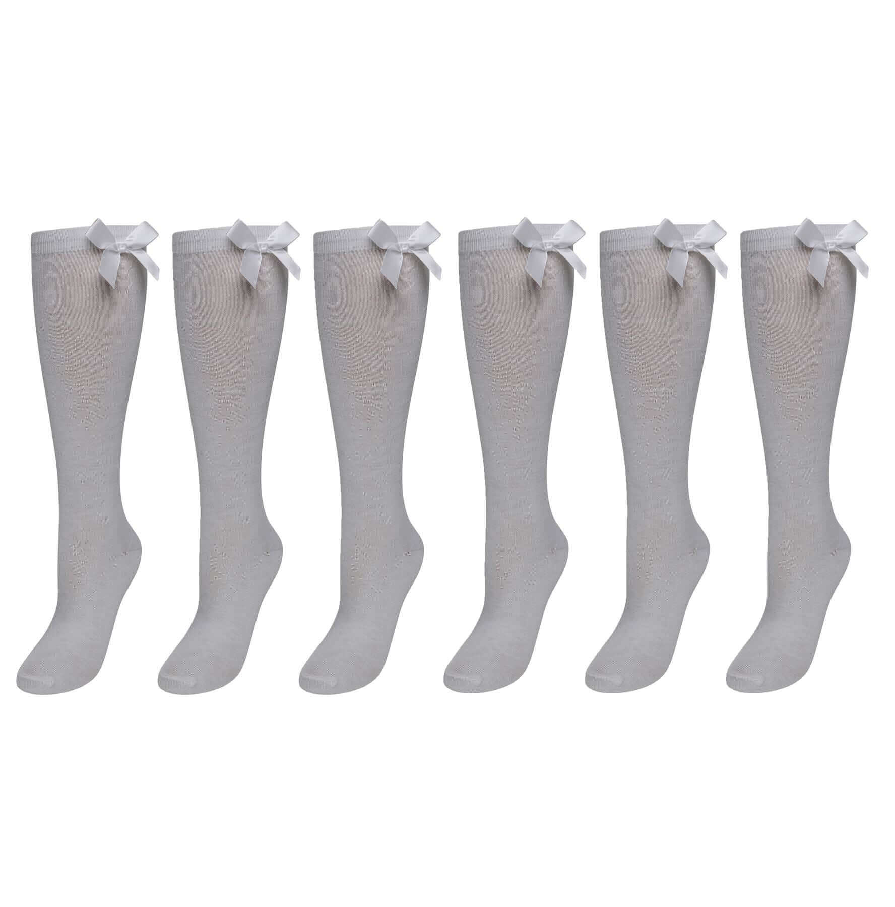 6 Pairs Girls Knee High Socks with Ribbon Bows Cotton Rich Long School Socks Stylish Comfortable Durable for Uniforms Everyday Wear Ages 2-13 by Sock Stack. Buy now for £8.00.