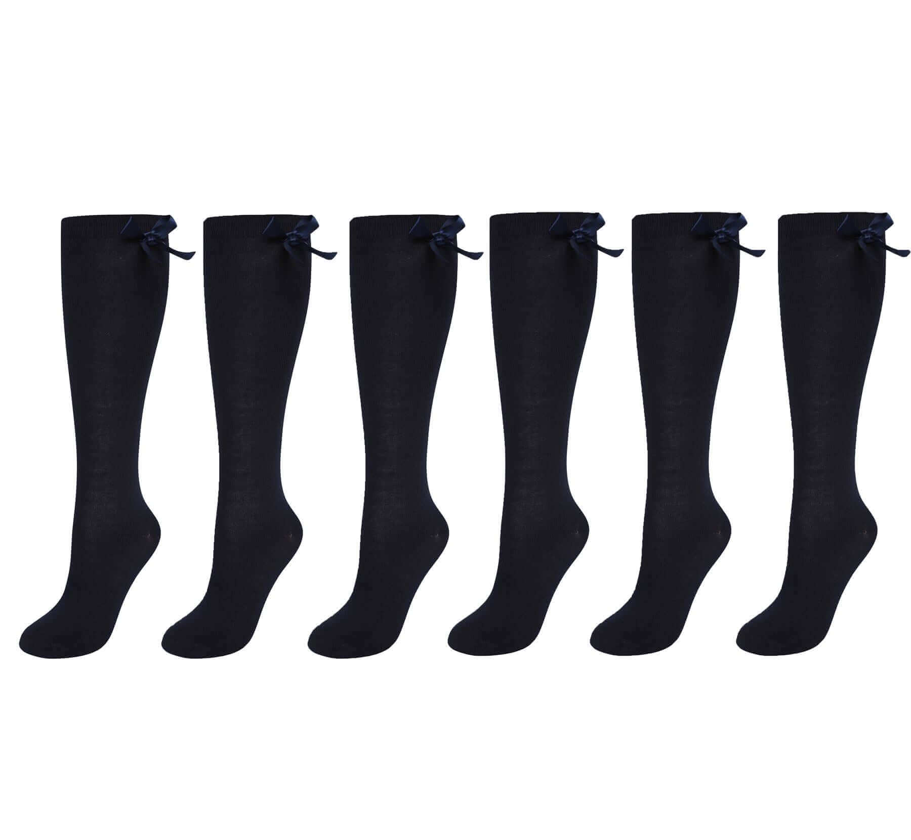 6 Pairs Girls Knee High Socks with Ribbon Bows Cotton Rich Long School Socks Stylish Comfortable Durable for Uniforms Everyday Wear Ages 2-13 by Sock Stack. Buy now for £8.00.