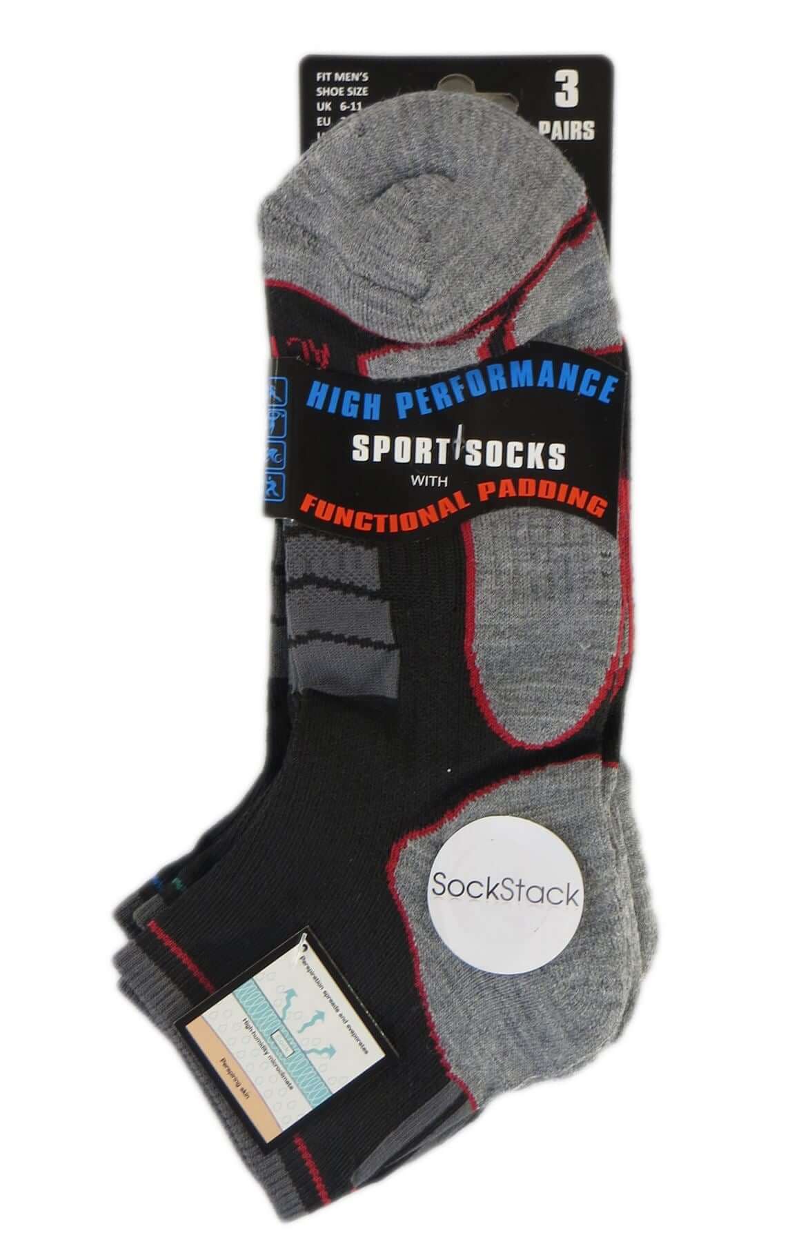 6 Pairs Mens Athletic Low-Cut Trainer Sport Socks for Running Cycling Gym Compression Moisture-Wicking with Arch Support by Sock Stack. Buy now for £5.00.