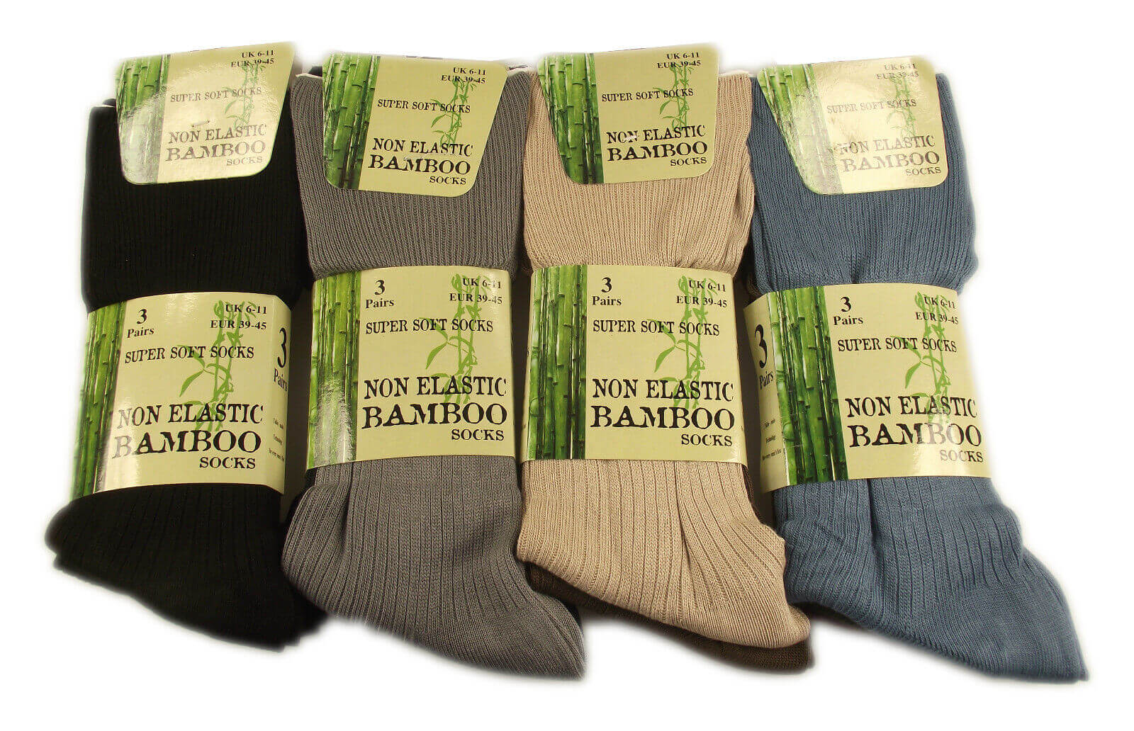6 Pairs Mens Bamboo Loose Top Socks Super Soft Anti Bacterial Moisture Wicking with Reinforced Heel and Toe for Durability Comfort All Day Wear Assorted Colours Classic Black by Daisy Dreamer. Buy now for £9.00.