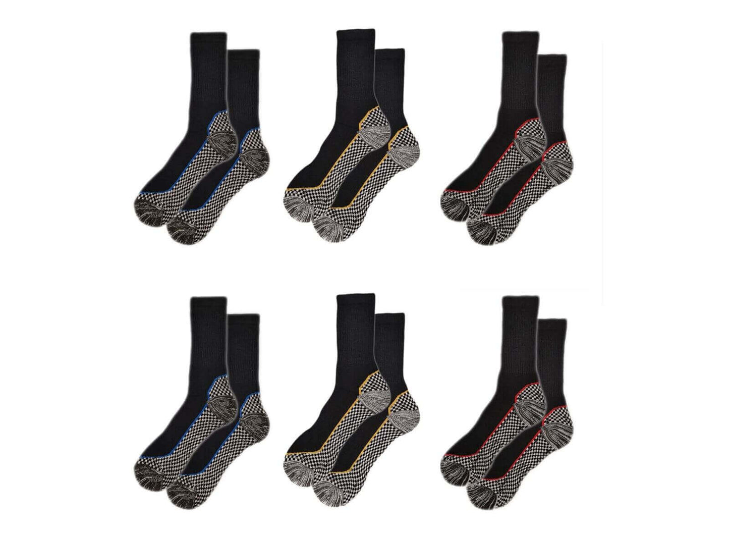 6 Pairs Mens Bamboo Moisture-Wicking Work Socks Cushioned Reinforced Heel Toe Durable Odour Control Ideal for Construction Hiking Long Hours by Sock Stack. Buy now for £10.00.