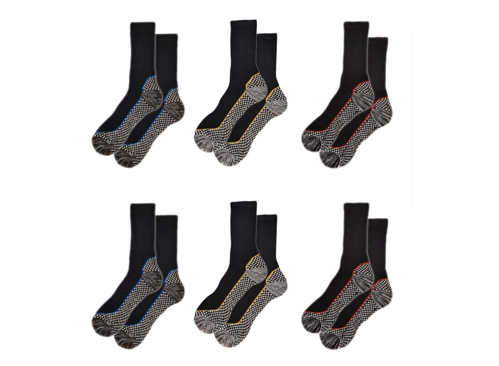 6 Pairs Mens Bamboo Moisture-Wicking Work Socks Cushioned Reinforced Heel Toe Durable Odour Control Ideal for Construction Hiking Long Hours by Sock Stack. Buy now for £10.00.