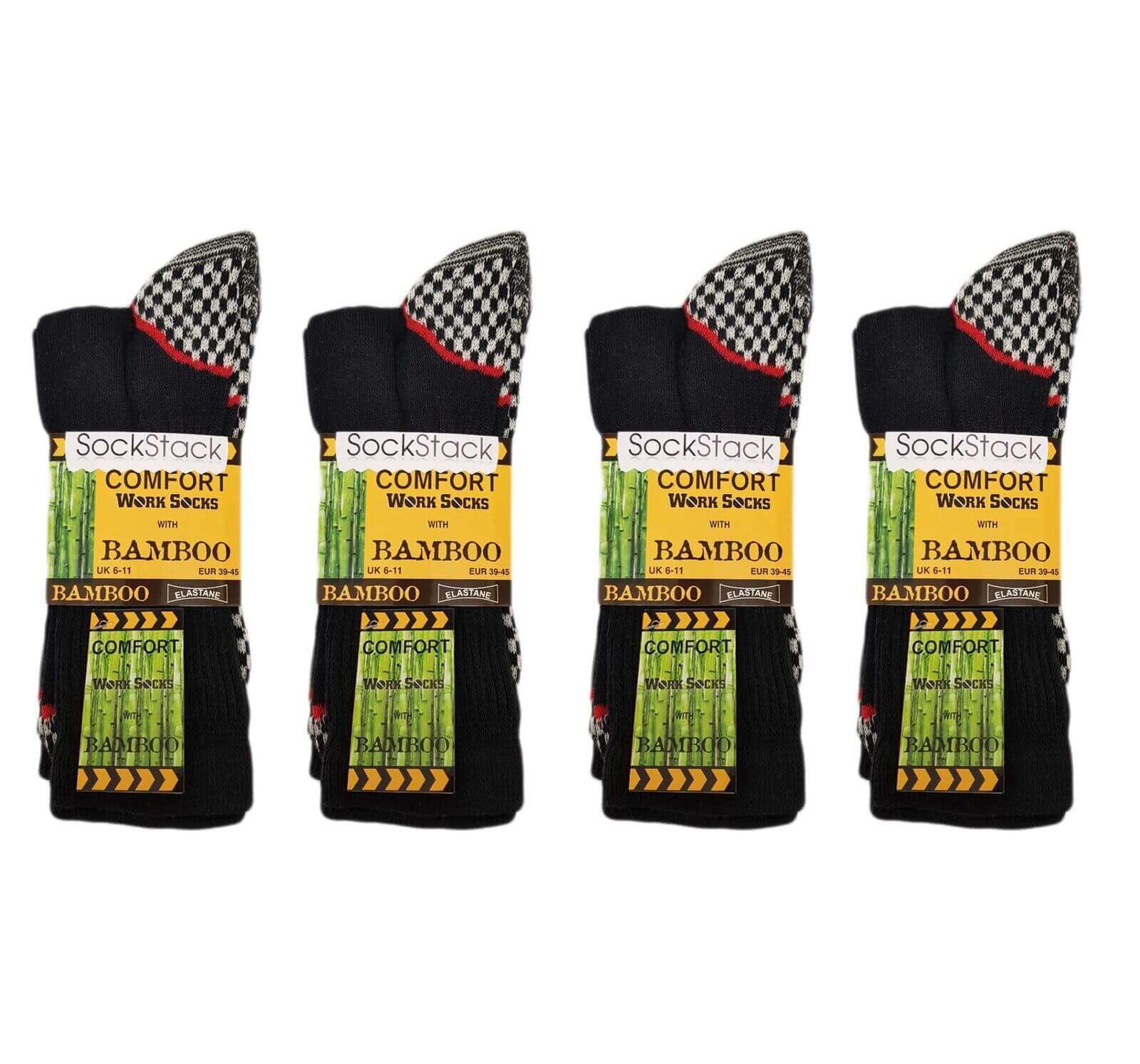 6 Pairs Mens Bamboo Moisture-Wicking Work Socks Cushioned Reinforced Heel Toe Durable Odour Control Ideal for Construction Hiking Long Hours by Sock Stack. Buy now for £10.00.