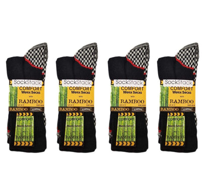 6 Pairs Mens Bamboo Moisture-Wicking Work Socks Cushioned Reinforced Heel Toe Durable Odour Control Ideal for Construction Hiking Long Hours by Sock Stack. Buy now for £10.00.