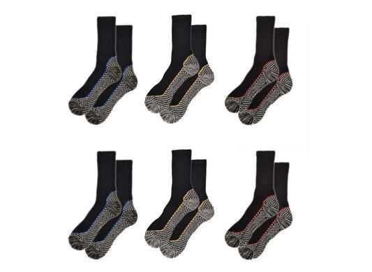 6 Pairs Mens Bamboo Moisture-Wicking Work Socks Cushioned Reinforced Heel Toe Durable Odour Control Ideal for Construction Hiking Long Hours by Sock Stack. Buy now for £10.00.
