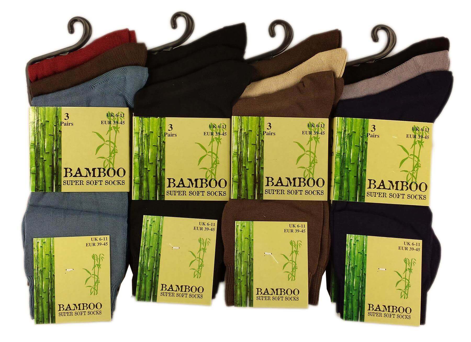 6 Pairs Men's Bamboo Socks Super Soft Anti Bacterial Moisture Wicking Breathable Comfort Reinforced Heel and Toe UK Sizes 6-11 Assorted Colours or Black by Sock Stack. Buy now for £8.00.