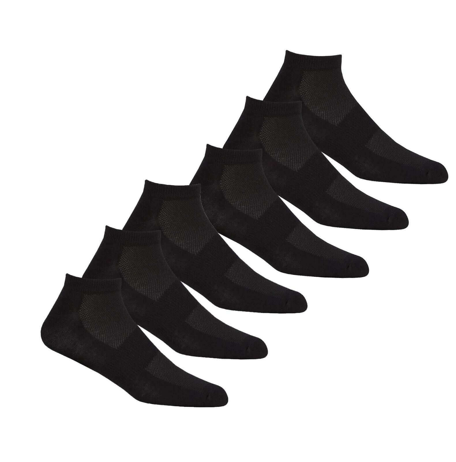 6 Pairs Mens Bamboo Sports Liner Socks Antibacterial Moisture Wicking Hypoallergenic for Gym Running Summer Sensitive Skin Black White Grey UK 6-11 by Sock Stack. Buy now for £7.00.