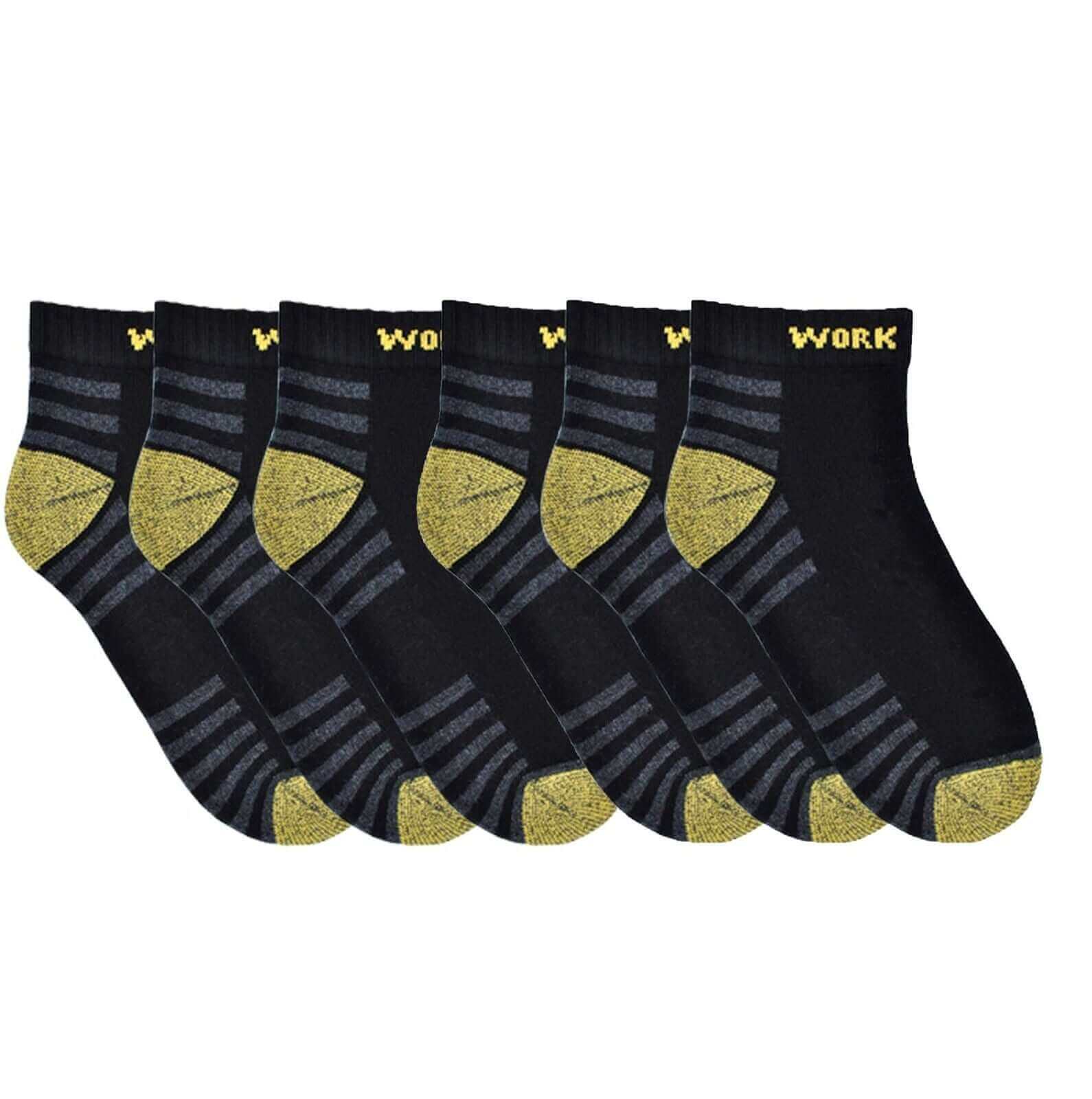 6 Pairs Mens Crew Work Boot Socks Reinforced Heel and Toe Durable Cotton Polyester Blend Breathable Moisture-Wicking Ideal for Construction Hiking by Sock Stack. Buy now for £8.00.