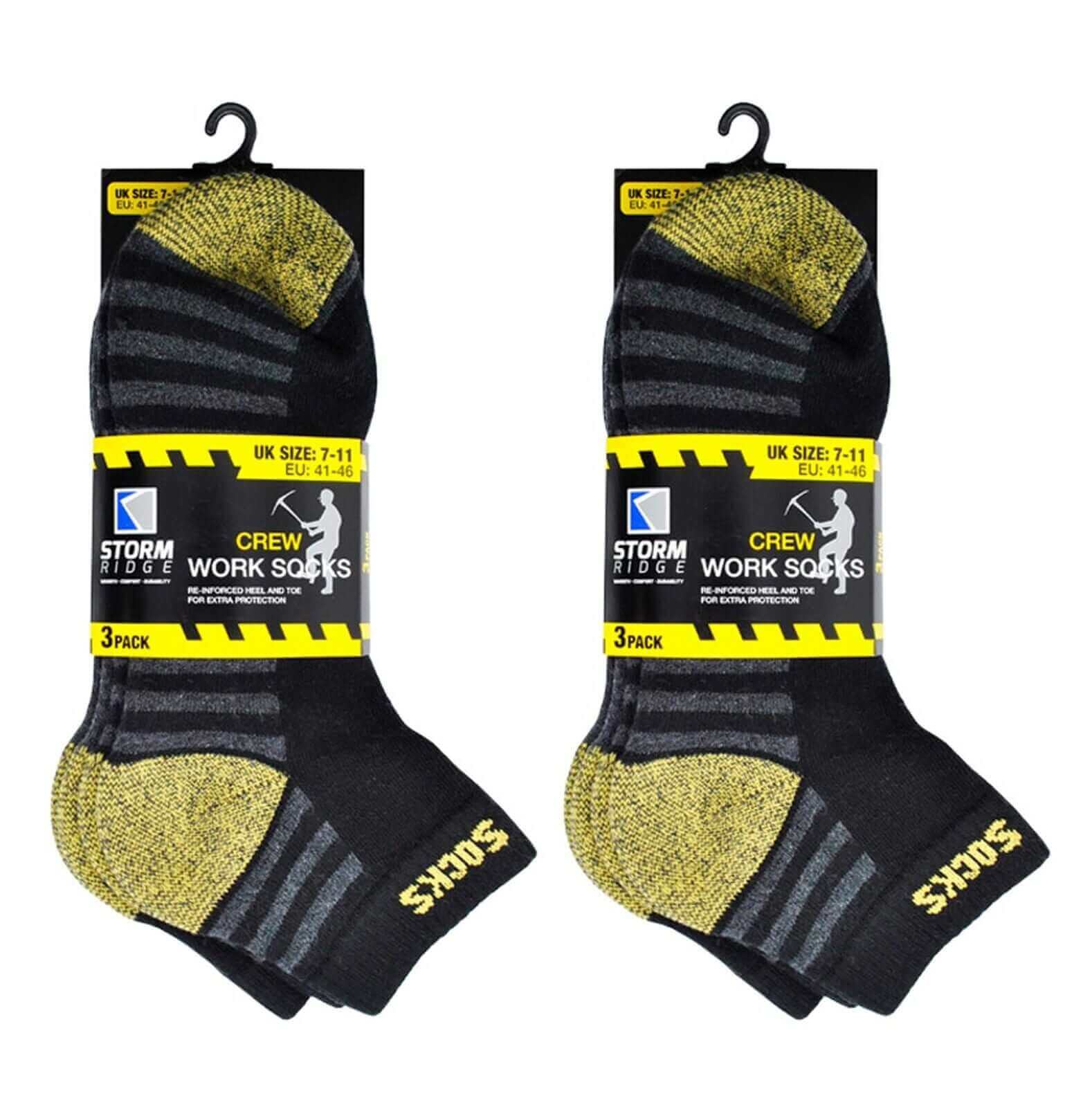 6 Pairs Mens Crew Work Boot Socks Reinforced Heel and Toe Durable Cotton Polyester Blend Breathable Moisture-Wicking Ideal for Construction Hiking by Sock Stack. Buy now for £8.00.