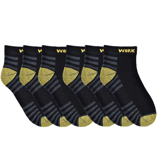 6 Pairs Mens Crew Work Boot Socks Reinforced Heel and Toe Durable Cotton Polyester Blend Breathable Moisture-Wicking Ideal for Construction Hiking by Sock Stack. Buy now for £8.00.