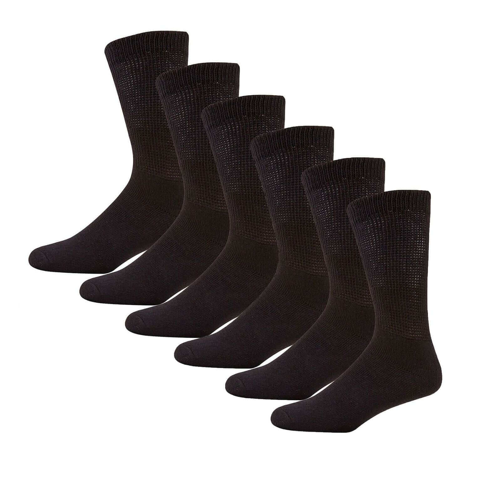 6 Pairs Men's Extra Wide Diabetic Socks Non Elastic Loose Top Moisture-Wicking Antibacterial Breathable Cotton for Leg Swelling Sock Stack. Buy now for £10.00.
