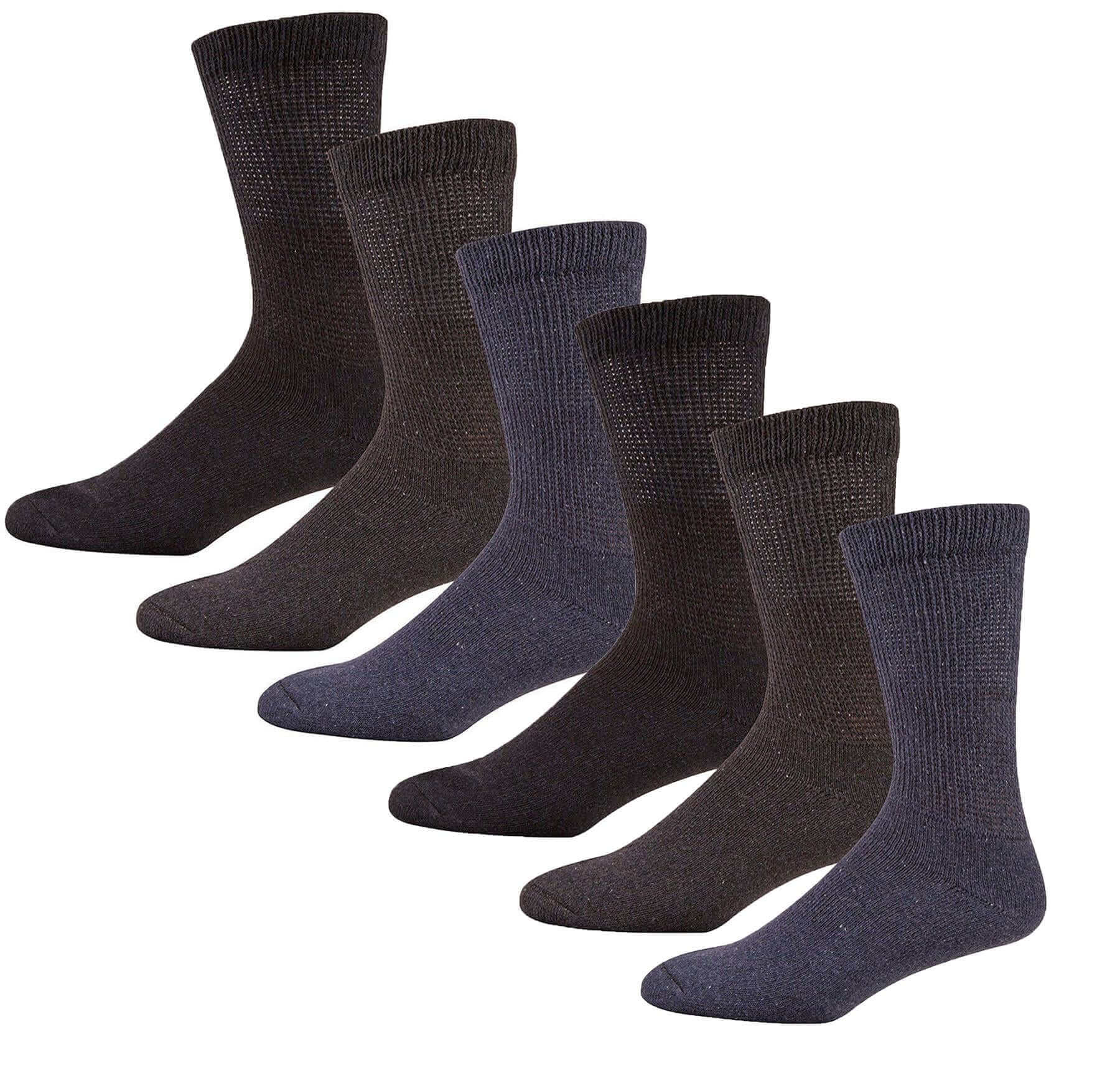 6 Pairs Men's Extra Wide Diabetic Socks Non Elastic Loose Top Moisture-Wicking Antibacterial Breathable Cotton for Leg Swelling Sock Stack. Buy now for £10.00.