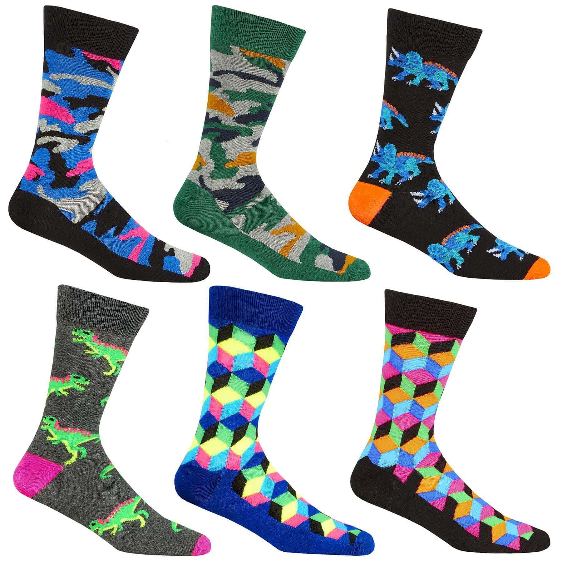 6 Pairs Mens Fun Novelty Cotton Rich Socks Comfortable Breathable with Sculpted Heels and Toes Assorted Styles Perfect Fit UK 6-11 EUR 39-45 by Sock Stack. Buy now for £9.00.
