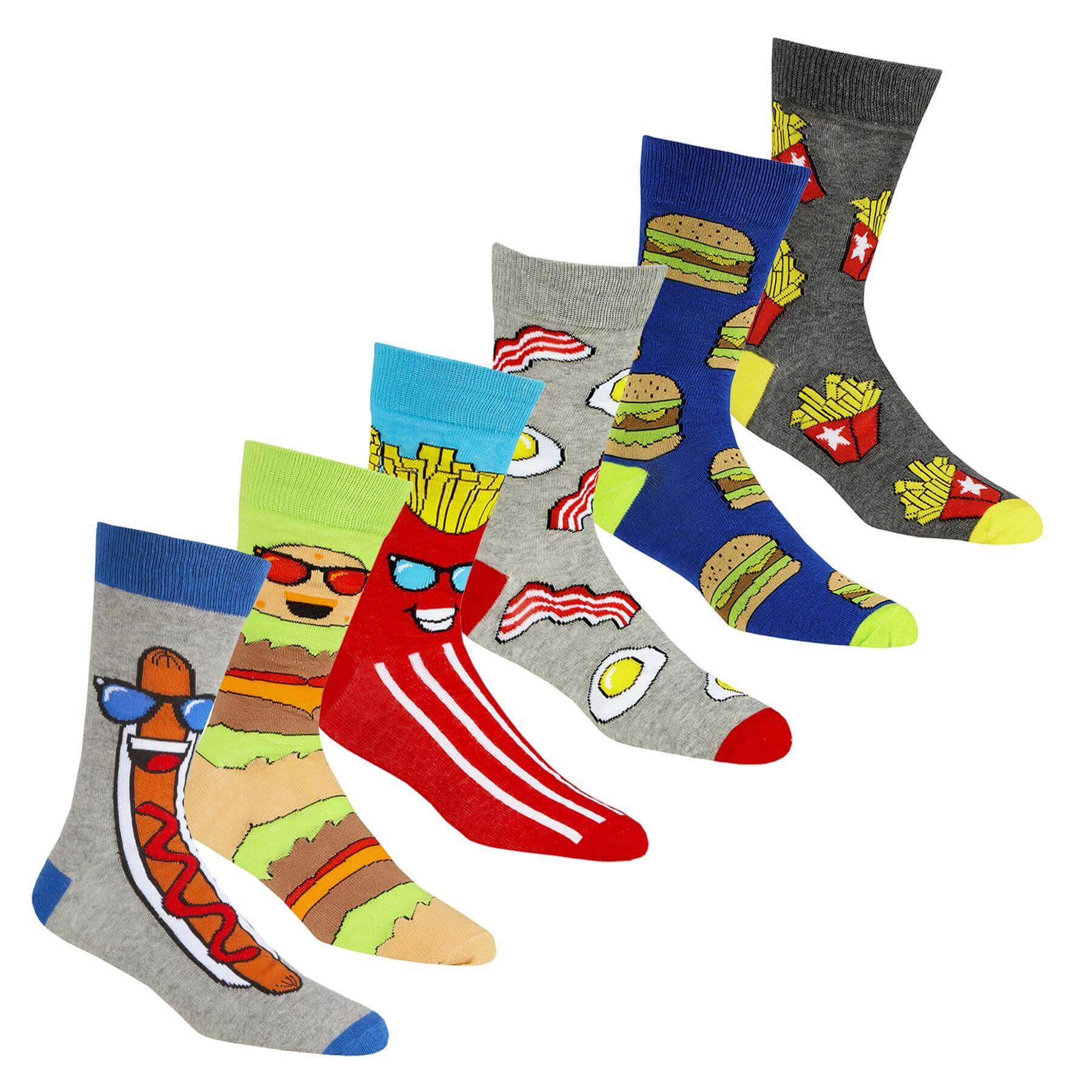 6 Pairs Mens Fun Novelty Cotton Rich Socks Comfortable Breathable with Sculpted Heels and Toes Assorted Styles Perfect Fit UK 6-11 EUR 39-45 by Sock Stack. Buy now for £9.00.