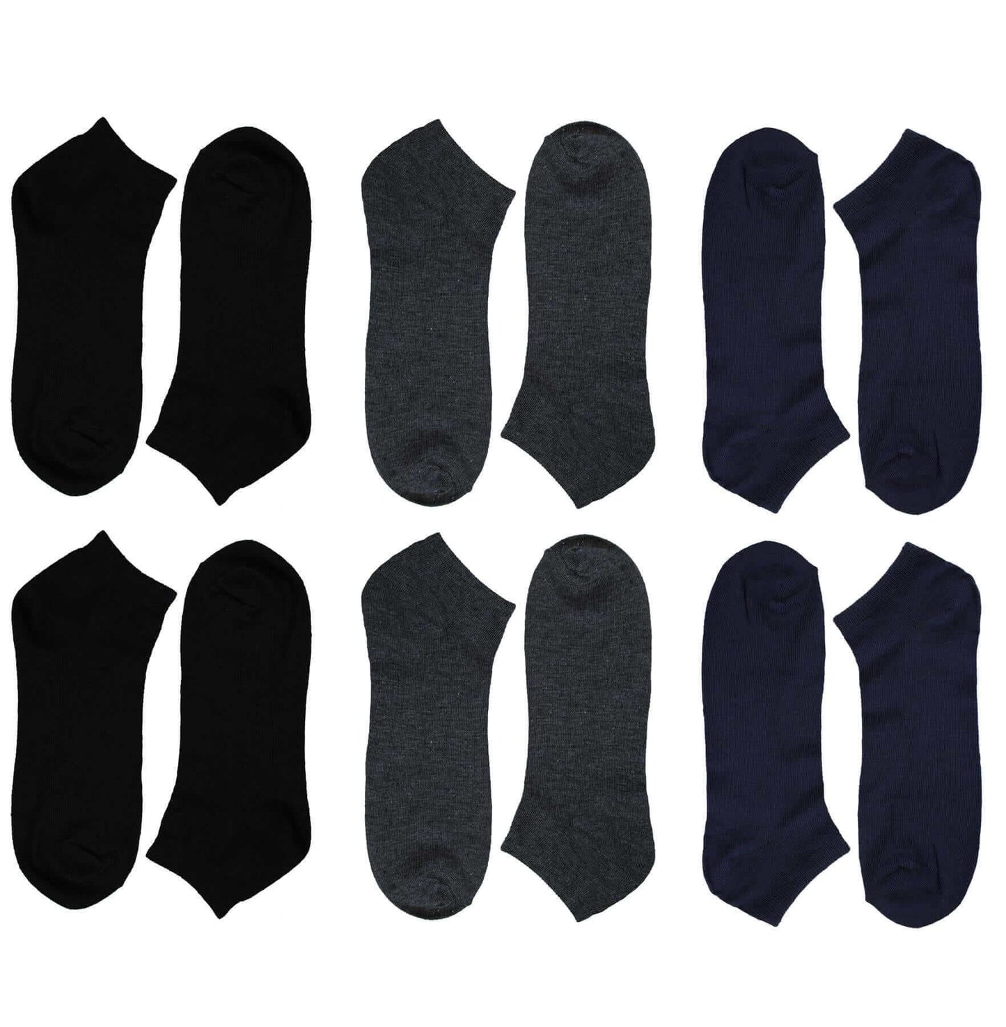 6 Pairs Mens Lightweight Breathable Cotton Blend Ankle Trainer Socks with Arch Support for Running Gym Everyday Wear in Black White Navy Grey Sizes UK 6-11 EUR 39-45 by Sock Stack. Buy now for £5.00.