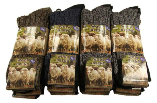 6 Pairs Mens Wool Socks Thick Warm Boot Socks with Reinforced Heel and Toe Ideal for Hiking Camping and Work by Sock Stack. Buy now for £7.00.