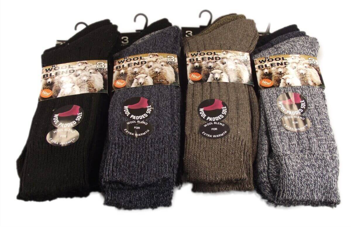 6 Pairs Men's Wool Work Boot Socks Thick Padded Sole Reinforced Heel Toe Comfort Hiking Outdoor UK Sizes 6-11 EU 39-45 Assorted Colours Sock Stack. Buy now for £8.00.
