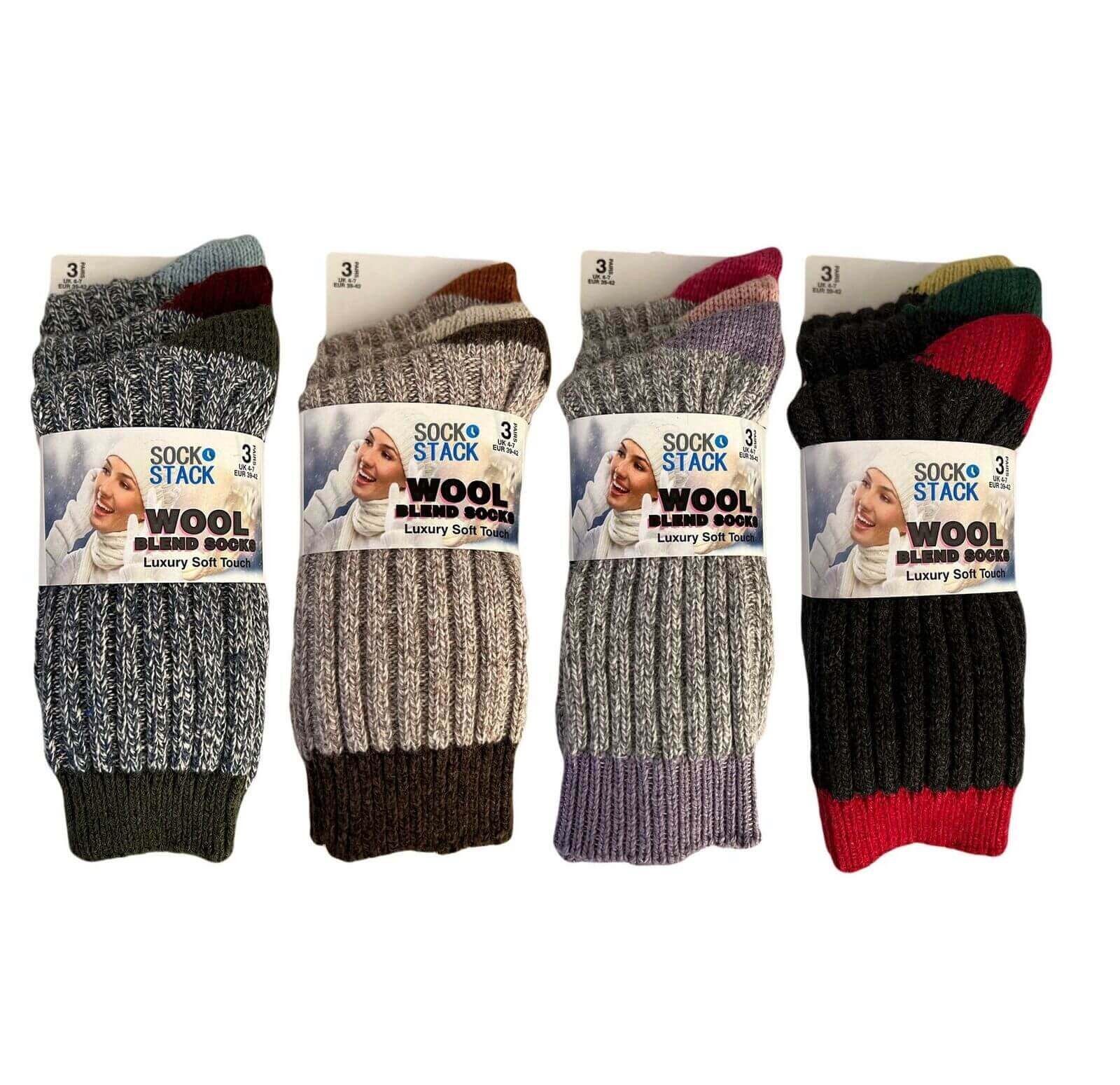 6 Pairs Women's Thick Wool Hiking Socks Cushioned Reinforced Heel Toe Breathable Outdoor Durable Work Boot Socks UK 4-7 by Sock Stack. Buy now for £8.00.