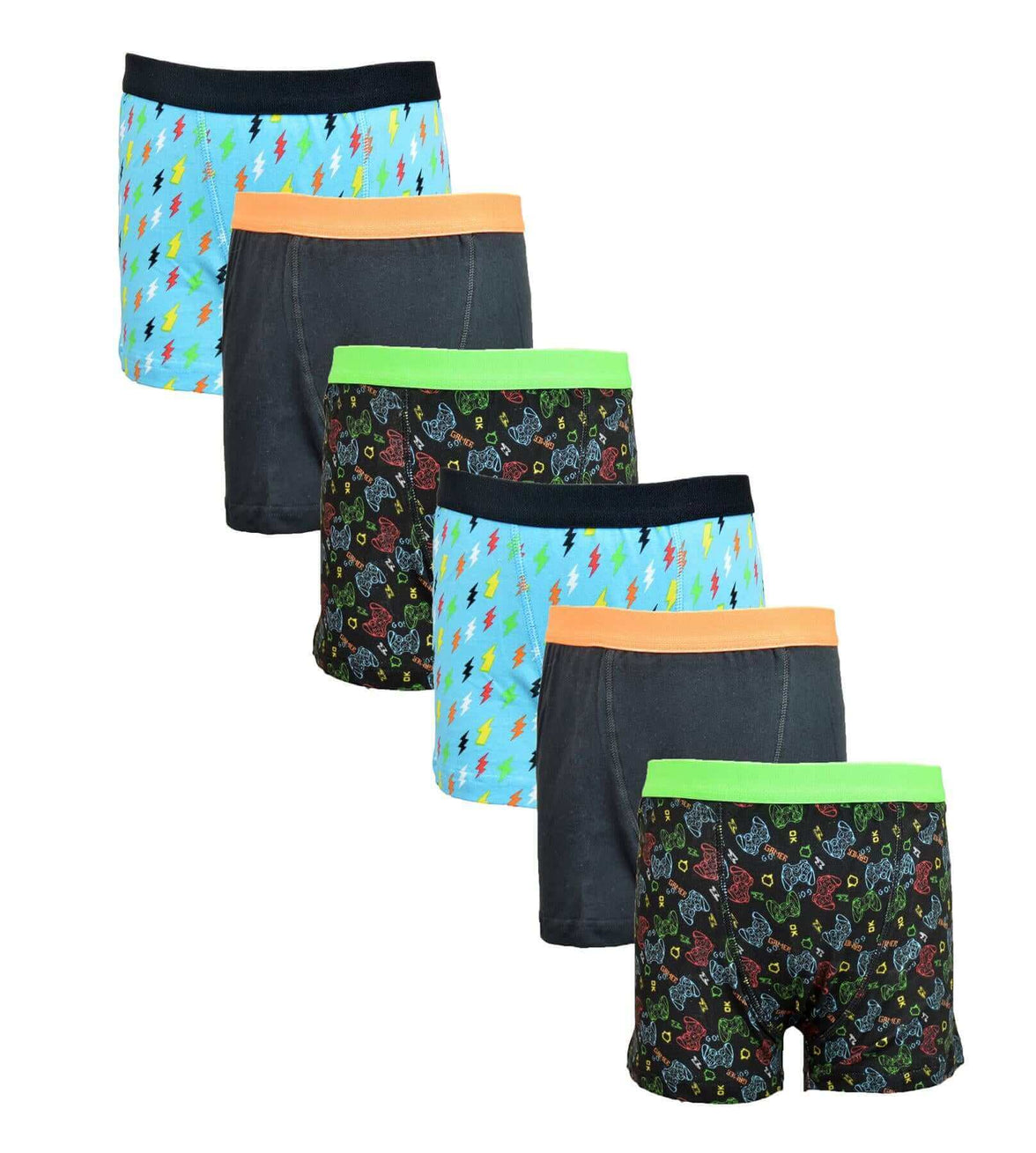 6 Pack Boys Cotton Stretch Trunks Boxer Shorts Comfortable Waistband Assorted Styles Breathable Underwear Sizes 5-13 Durable Moisture-Wicking by Sock Stack GAMER / 5-6 YRS Boxer Shorts