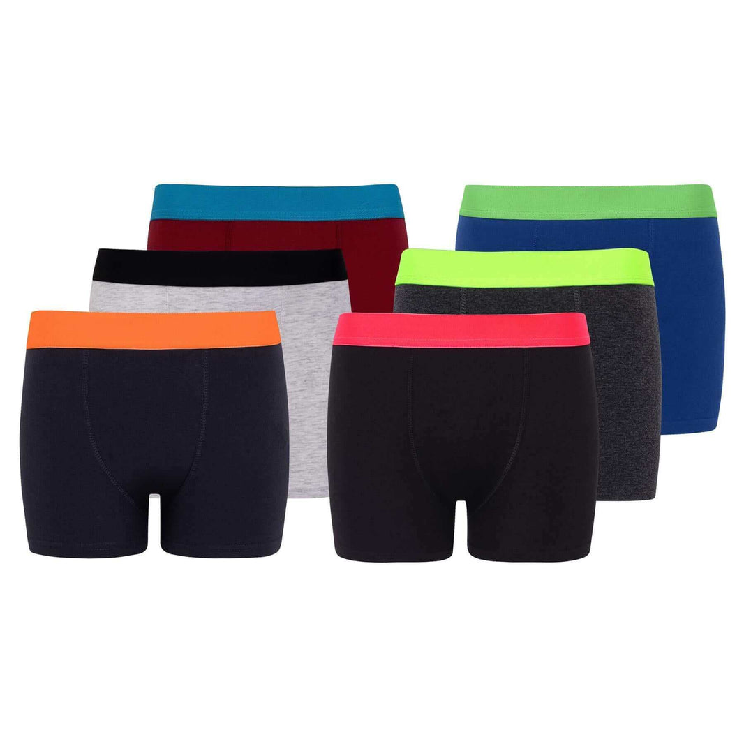 6 Pack Boys Cotton Stretch Trunks Boxer Shorts Comfortable Waistband Assorted Styles Breathable Underwear Sizes 5-13 Durable Moisture-Wicking by Sock Stack NEON (55) / 5-6 YRS Boxer Shorts