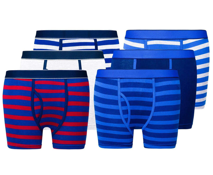 6 Pack Boys Cotton Stretch Trunks Boxer Shorts Comfortable Waistband Assorted Styles Breathable Underwear Sizes 5-13 Durable Moisture-Wicking by Sock Stack STRIPES / 5-6 YRS Boxer Shorts