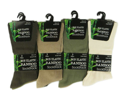 6 Pairs Men's Bamboo Socks Loose Top Soft Grip Anti Bacterial Moisture-Wicking Reinforced Heel and Toe Comfortable Durable UK 6-11 EUR 39-45 by Sock Stack LIGHT ASSORTED / 6-11 Socks