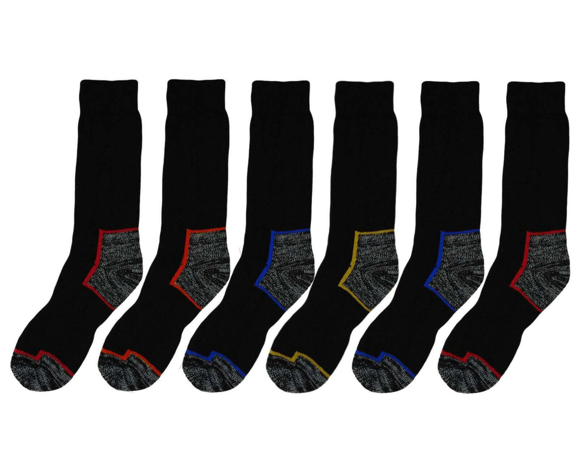 6 Pairs Mens Heavy Duty Work Socks Reinforced Heel and Toe Cushioned Anti-Blister Durable Construction Steel Toe Boot Sock UK 6-11 EUR 39-45 by Sock Stack ASSORTED / 6-11 Socks