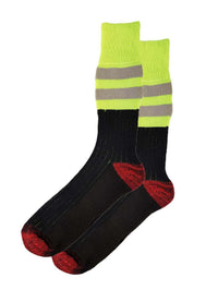 6 Pairs Mens High Visibility Work Socks with Reinforced Heel and Toe Cushioned Support for Steel Toe Boots Ideal for Construction and Industrial Jobs by Sock Stack BLACK / 6-11 Socks