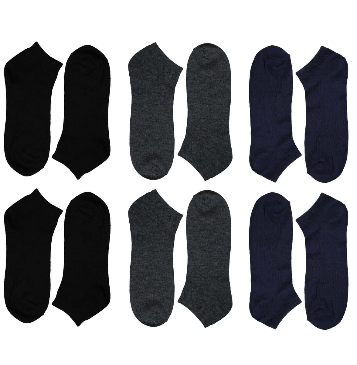 6 Pairs Mens Lightweight Breathable Cotton Blend Ankle Trainer Socks with Arch Support for Running Gym Everyday Wear in Black White Navy Grey Sizes UK 6-11 EUR 39-45 by Sock Stack ASSORTED / 6-11 Socks