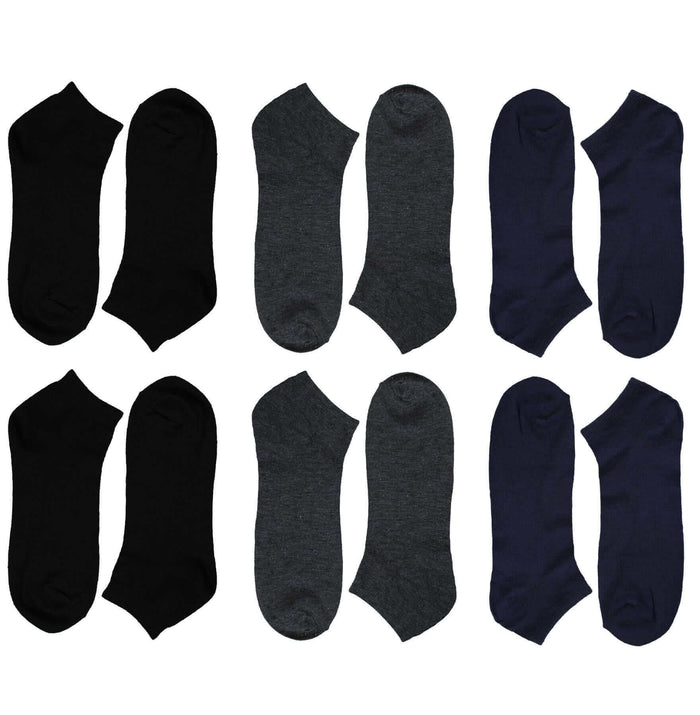 6 Pairs Mens Lightweight Breathable Cotton Blend Ankle Trainer Socks with Arch Support for Running Gym Everyday Wear in Black White Navy Grey Sizes UK 6-11 EUR 39-45 by Sock Stack ASSORTED / 6-11 Socks