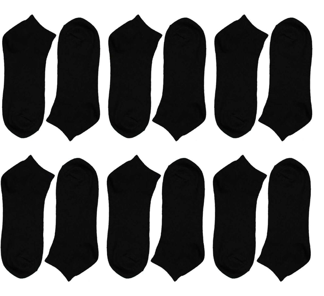6 Pairs Mens Lightweight Breathable Cotton Blend Ankle Trainer Socks with Arch Support for Running Gym Everyday Wear in Black White Navy Grey Sizes UK 6-11 EUR 39-45 by Sock Stack BLACK / 6-11 Socks