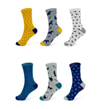 6 Pairs Women's Cotton Rich Socks Fun Designs Stripes Dots Leopard Fox Dog Cat Prints UK 4-7 Breathable Durable by Sock Stack CATS & DOGS (SS256) / UK 4-7 Socks