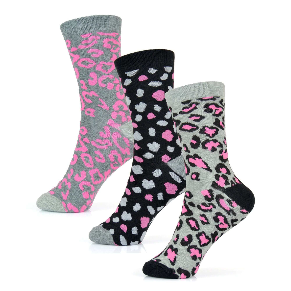6 Pairs Women's Cotton Rich Socks Fun Designs Stripes Dots Leopard Fox Dog Cat Prints UK 4-7 Breathable Durable by Sock Stack Socks