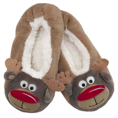 Christmas Women's Fluffy Thermal Slipper Socks with Non-Slip Grips Reindeer and Santa Designs Thick Flannel Fleece Sherpa Lining for Comfort and Warmth UK Sizes 4-7 by Sock Stack. Buy now for £7.00.