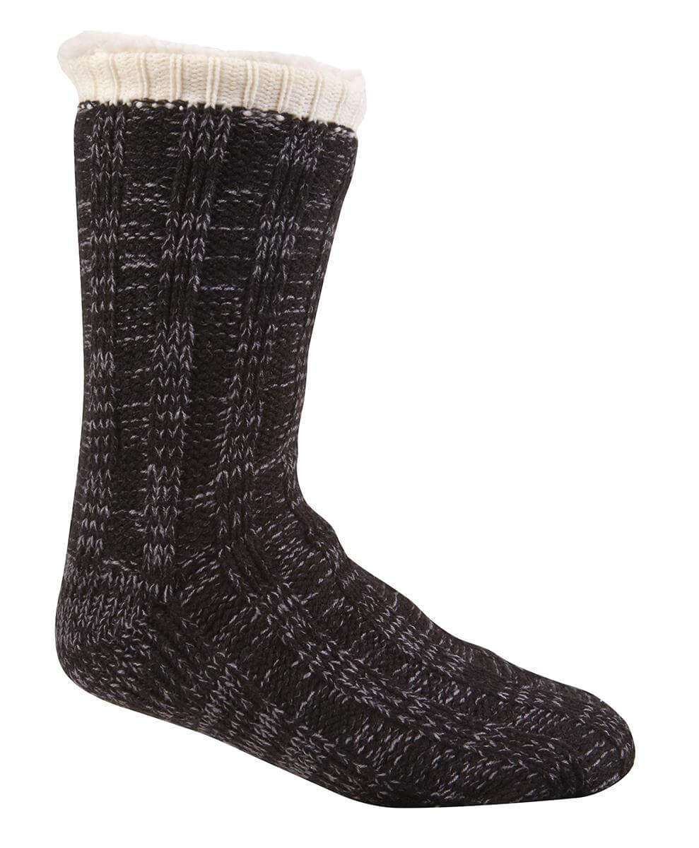 Extra Warm Men's Thermal Chunky Slipper Socks with Non Slip Grips Sherpa Fleece Lining Ideal for Home Lounging and Cold Weather UK 6-11 EU 39-46 Black Grey by Sock Stack. Buy now for £7.00.