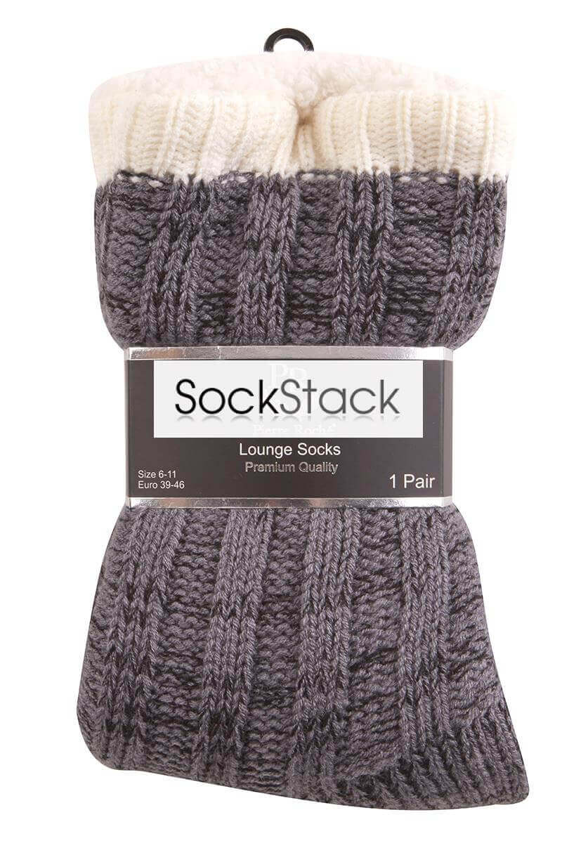 Extra Warm Men's Thermal Chunky Slipper Socks with Non Slip Grips Sherpa Fleece Lining Ideal for Home Lounging and Cold Weather UK 6-11 EU 39-46 Black Grey by Sock Stack. Buy now for £7.00.