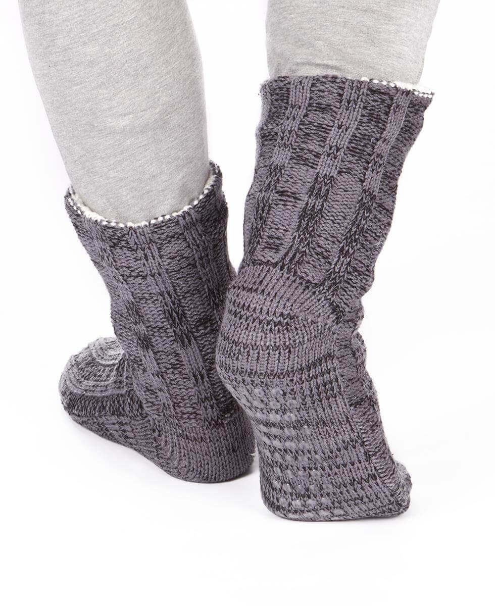 Extra Warm Men's Thermal Chunky Slipper Socks with Non Slip Grips Sherpa Fleece Lining Ideal for Home Lounging and Cold Weather UK 6-11 EU 39-46 Black Grey by Sock Stack. Buy now for £7.00.