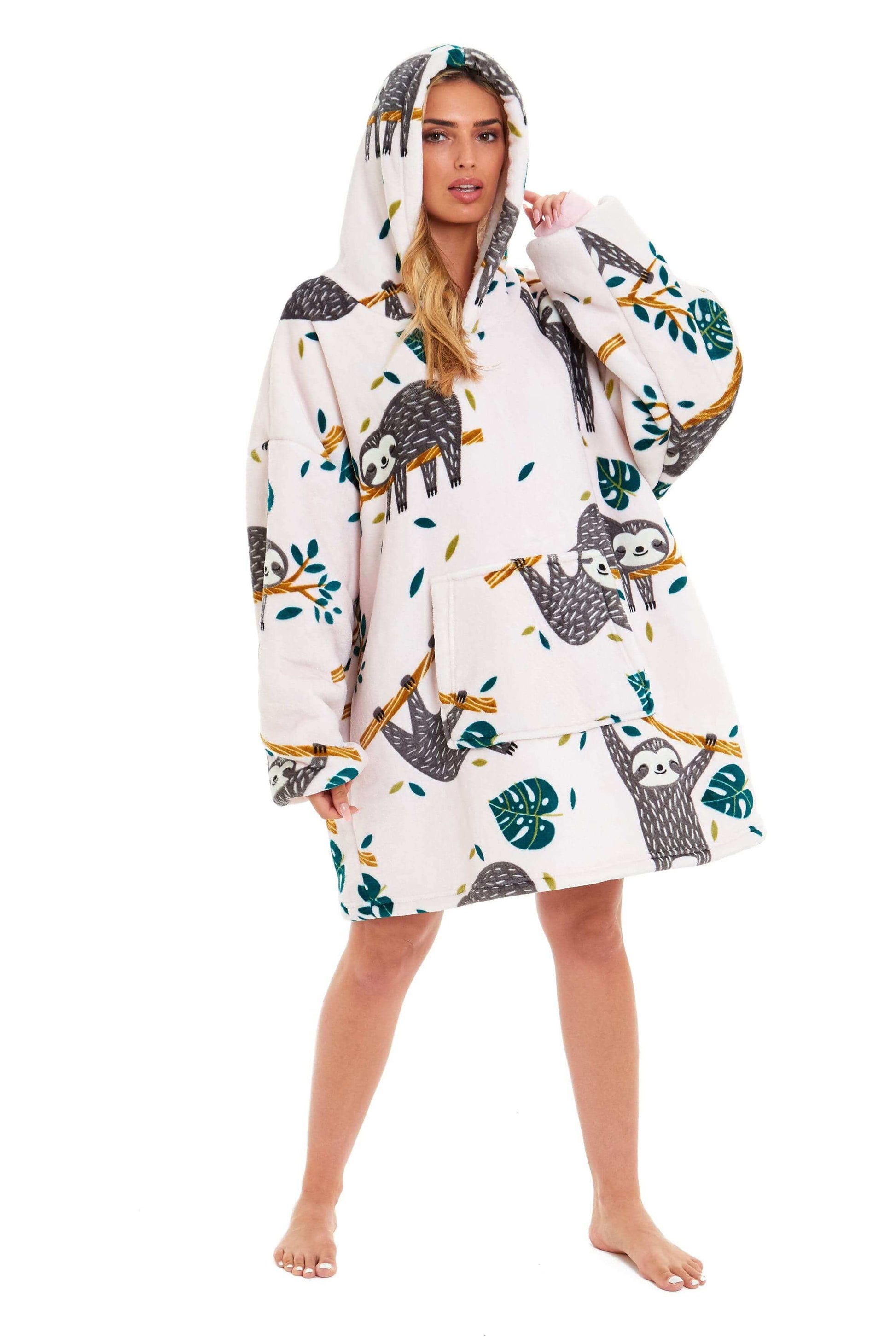 Giant Cozy Sloth Hooded Blanket Ultra Soft Sherpa Fur Plush Flannel Fleece Oversized Hoodie Sweatshirt for Adults and Kids Premium Loungewear by Daisy Dreamer. Buy now for £11.00.