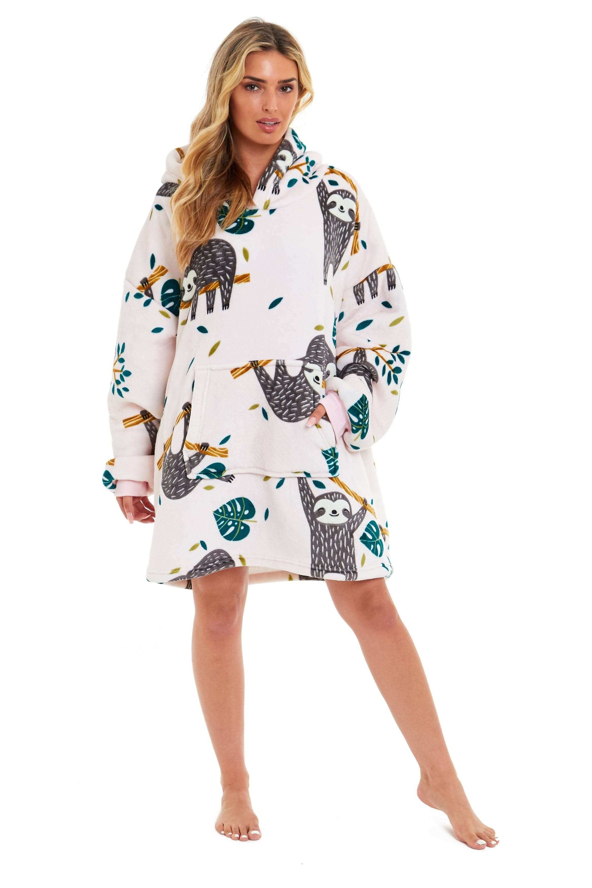 Giant Cozy Sloth Hooded Blanket Ultra Soft Sherpa Fur Plush Flannel Fleece Oversized Hoodie Sweatshirt for Adults and Kids Premium Loungewear by Daisy Dreamer. Buy now for £11.00.
