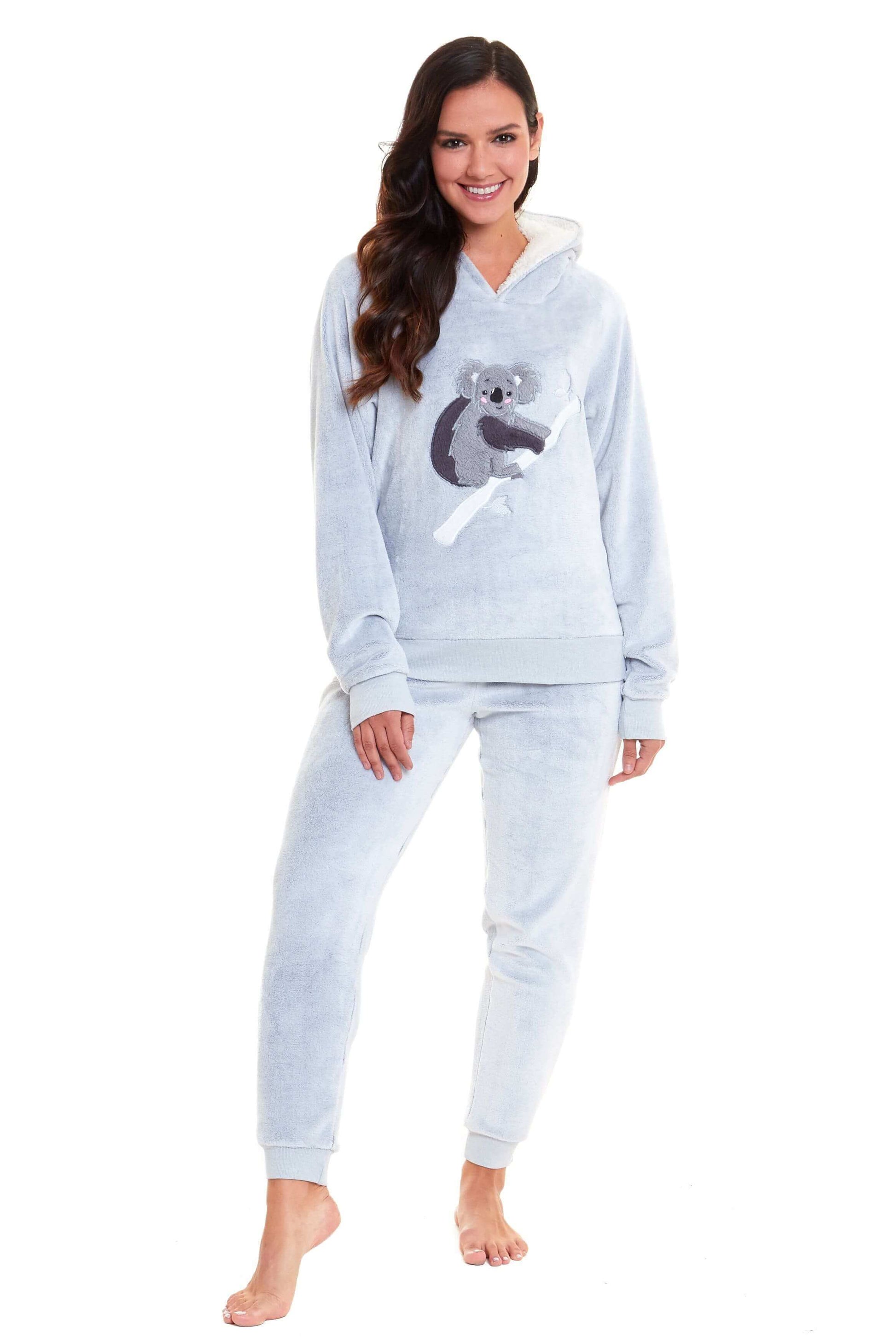 Koala Bear Fleece Hooded Pyjama Set Soft Plush Loungewear for Kids and Adults Cosy Nightwear with Hoodie and Elasticated Pants by Daisy Dreamer. Buy now for £20.00.