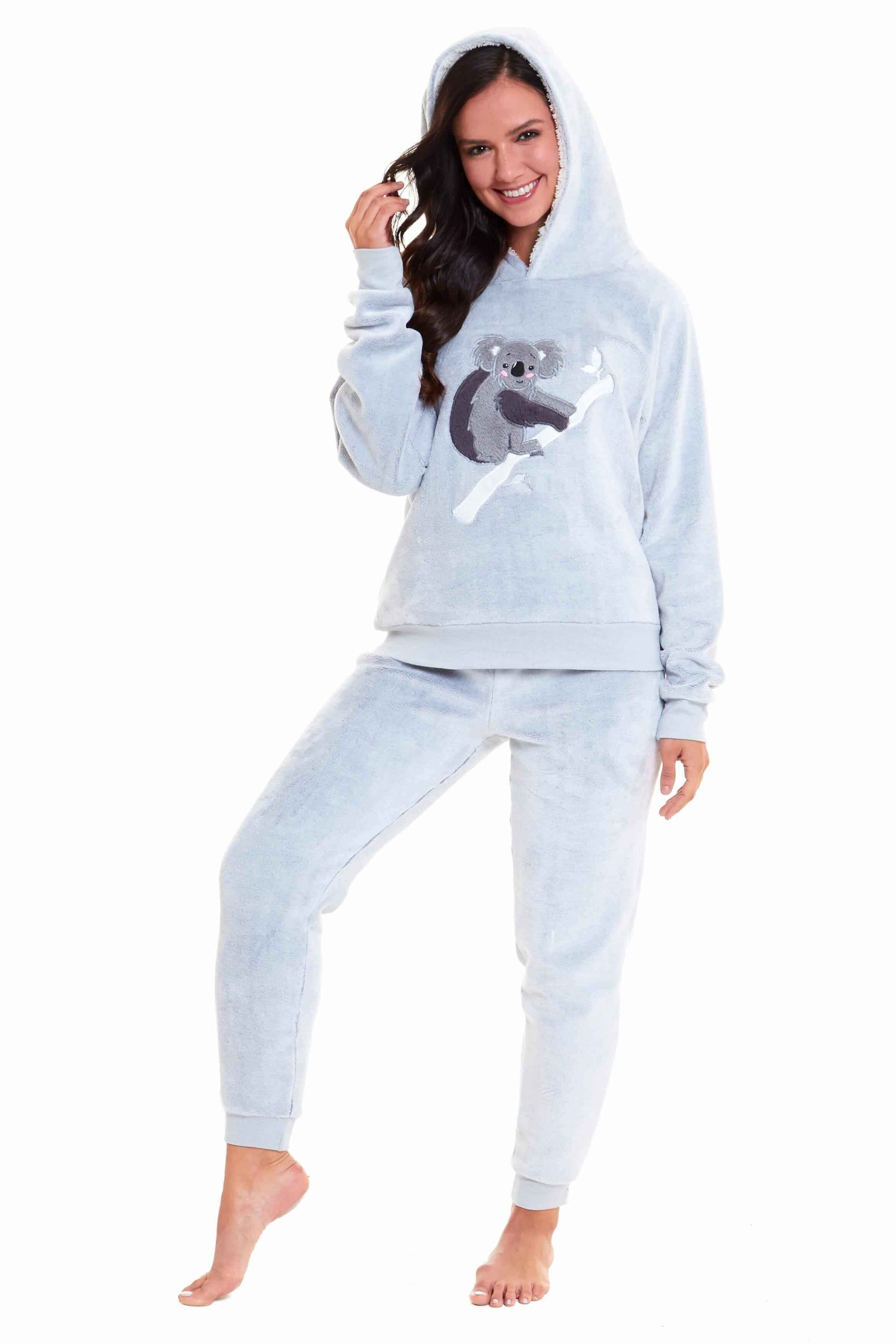 Koala Bear Fleece Hooded Pyjama Set Soft Plush Loungewear for Kids and Adults Cosy Nightwear with Hoodie and Elasticated Pants by Daisy Dreamer. Buy now for £15.00.