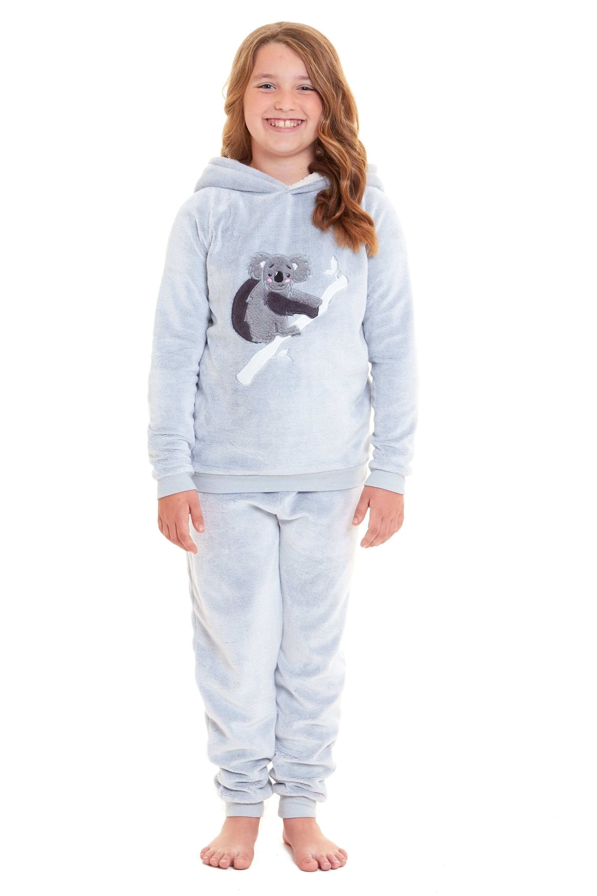 Koala Bear Fleece Hooded Pyjama Set Soft Plush Loungewear for Kids and Adults Cosy Nightwear with Hoodie and Elasticated Pants by Daisy Dreamer. Buy now for £15.00.