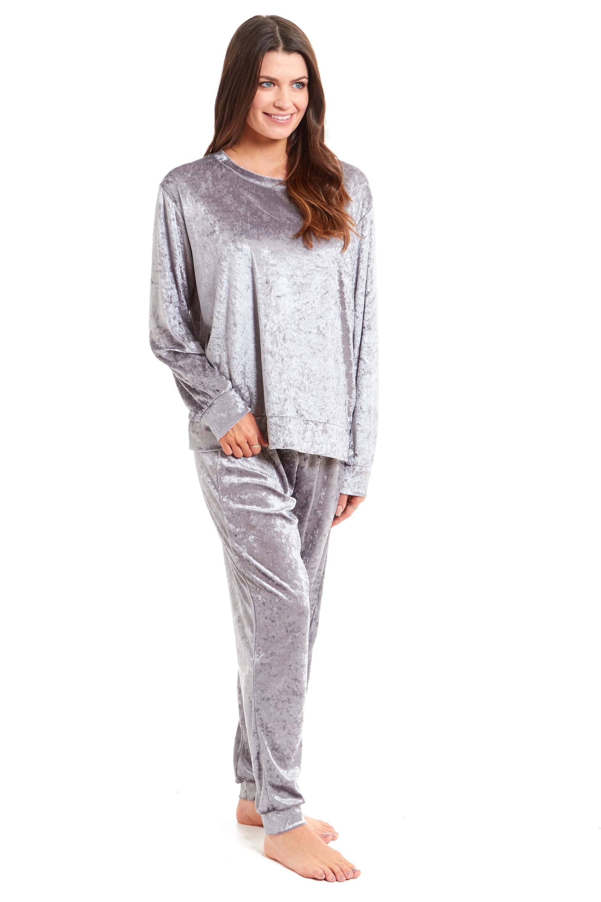 Luxurious Women's Soft Crushed Velvet Pyjama Set Comfortable Loungewear Stylish Nightwear with Elasticated Waistband Multiple Sizes Daisy Dreamer. Buy now for £15.00.