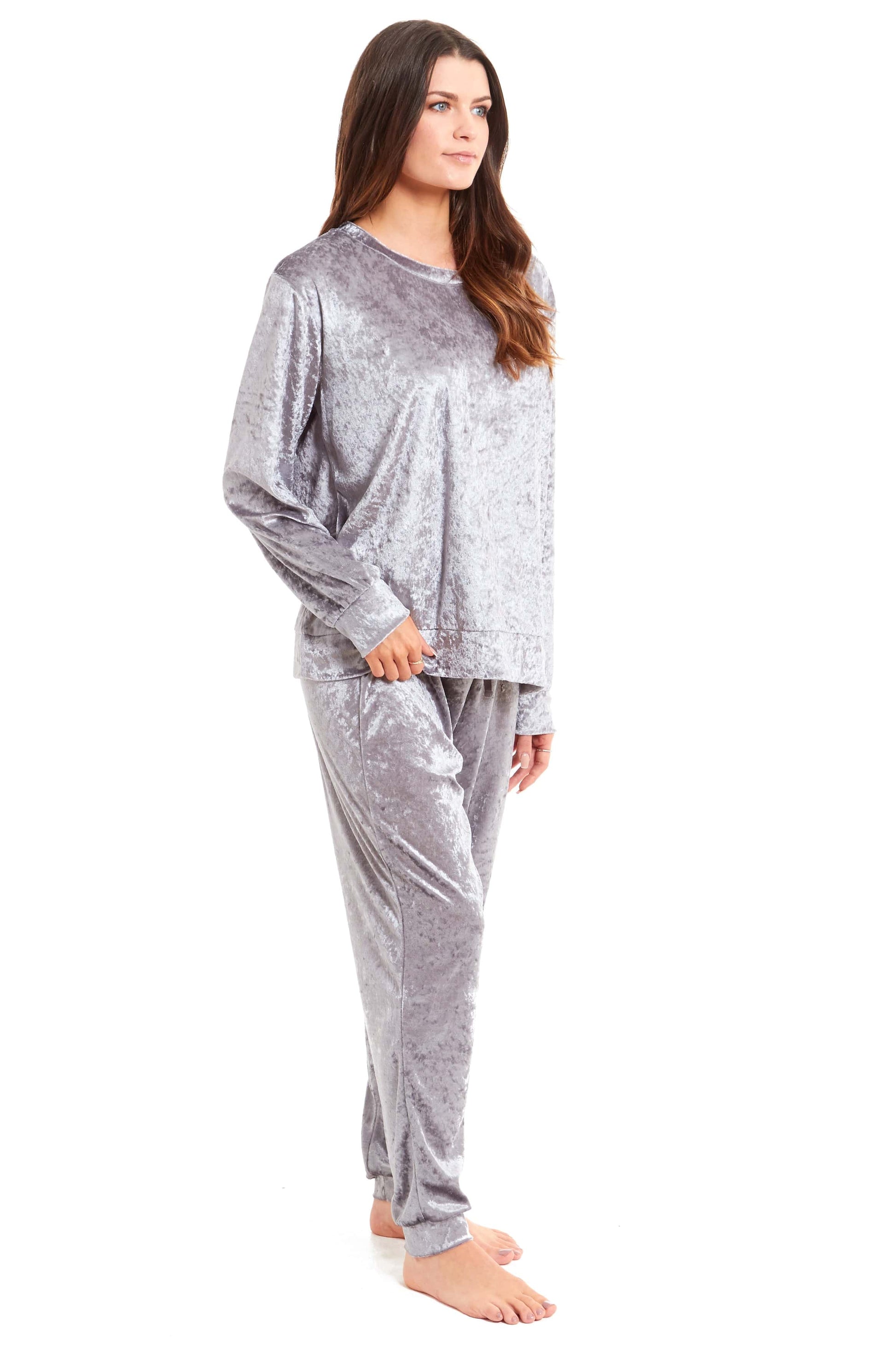 Luxurious Women's Soft Crushed Velvet Pyjama Set Comfortable Loungewear Stylish Nightwear with Elasticated Waistband Multiple Sizes Daisy Dreamer. Buy now for £15.00.