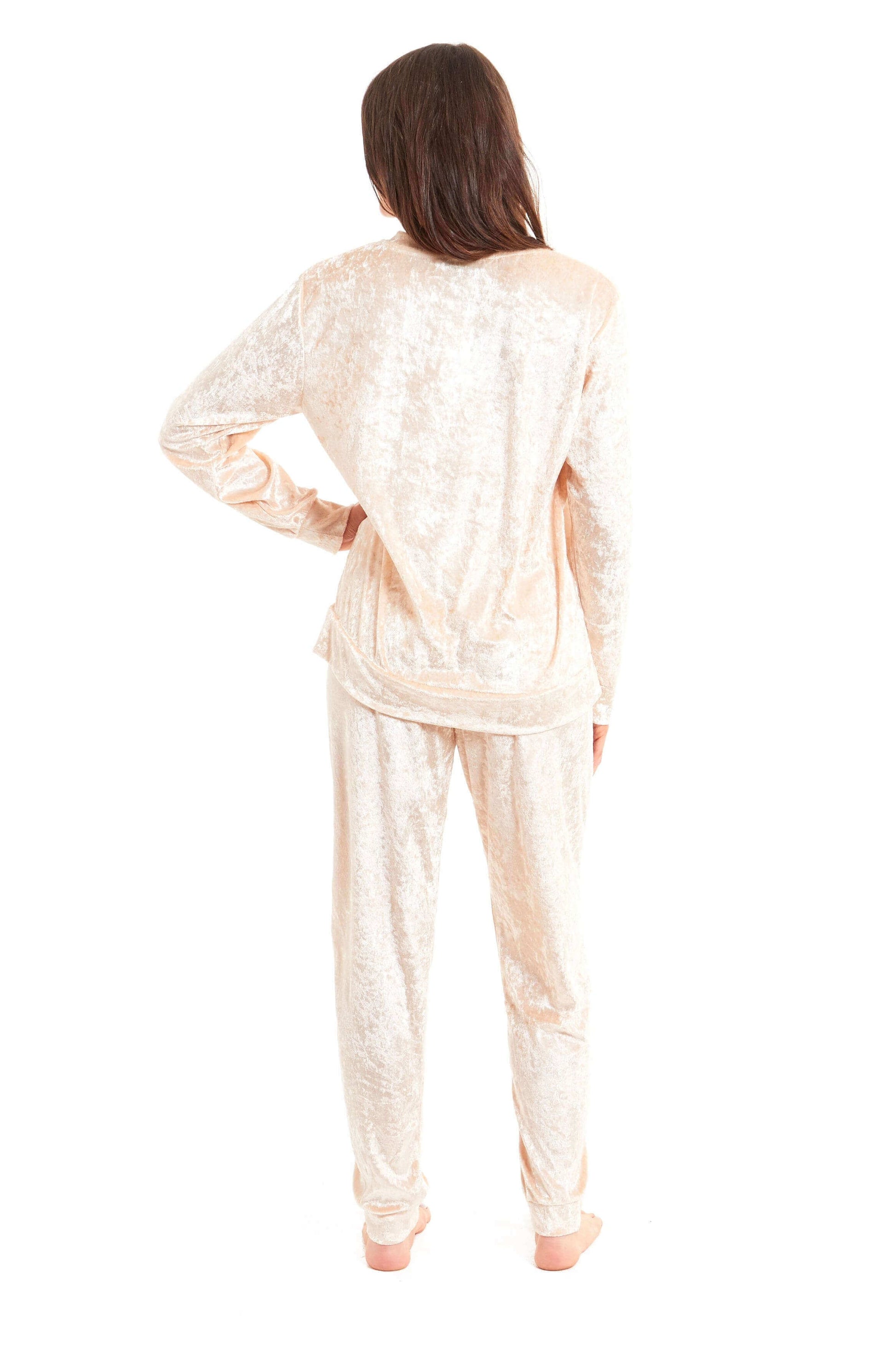Luxurious Women's Soft Crushed Velvet Pyjama Set Comfortable Loungewear Stylish Nightwear with Elasticated Waistband Multiple Sizes Daisy Dreamer. Buy now for £15.00.