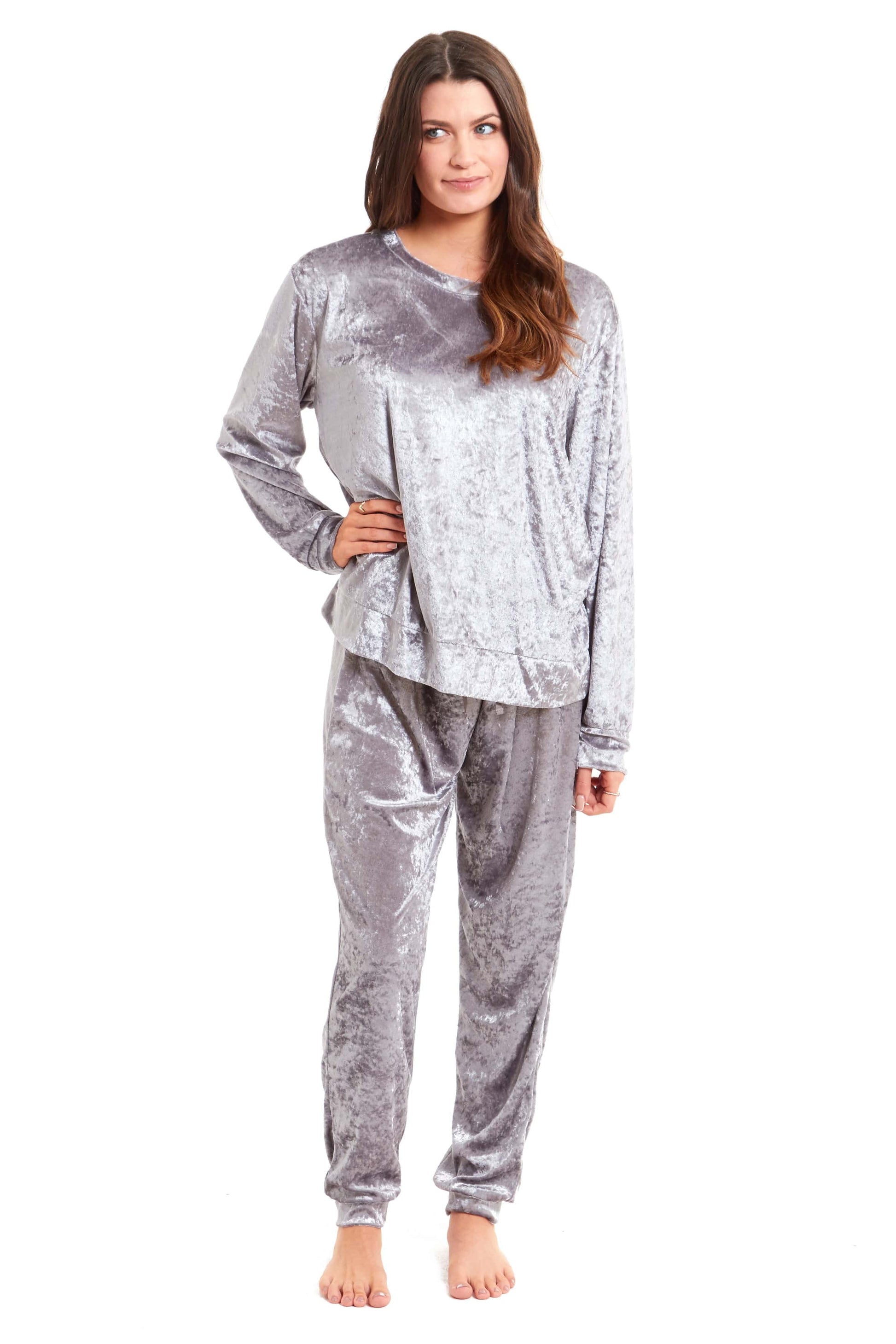 Luxurious Women's Soft Crushed Velvet Pyjama Set Comfortable Loungewear Stylish Nightwear with Elasticated Waistband Multiple Sizes Daisy Dreamer. Buy now for £15.00.